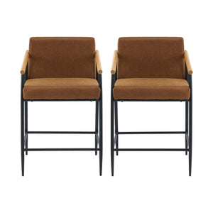 Mid Century Modern Counter Stool Set With Iron Frame