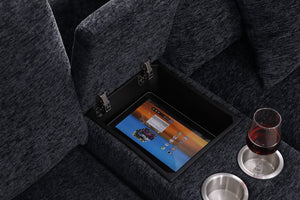 Celine - Fabric Corner Sectional Sofa With Right-Facing Chaise, Cupholders, And Charging Ports