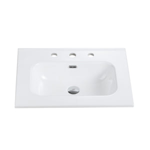 Glossy White Ceramic Integrated Sink