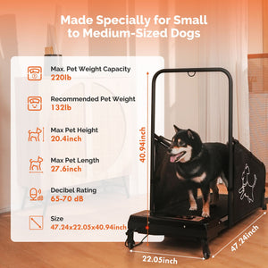 Dog Treadmill For Medium Dogs Running Machine With Non Slip Belt And Remote Control - Black