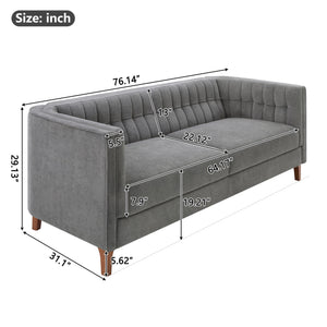 Modern 3 Seater Sofa Upholstered Couch with Curved Armrests