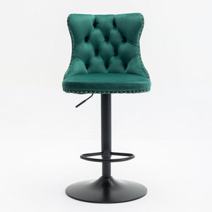 Swivel Barstools Adjusatble Seat Height, Modern Upholstered Bar Stools With Backs Comfortable Tufted For Home Pub And Kitchen Island (Set of 2)