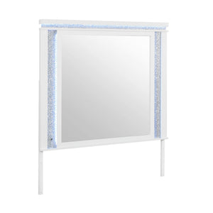 Adalid - Square Shaped Mirror With LED Lighting And Glittered Detailing - White