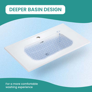 Glossy White Ceramic Integrated Basin