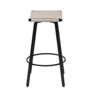 Counter Height Bar Stools Backless Handwoven Kitchen Dining Chairs With Round Footrest (Set of 2) Weaving Pub Stoo - Creamy White