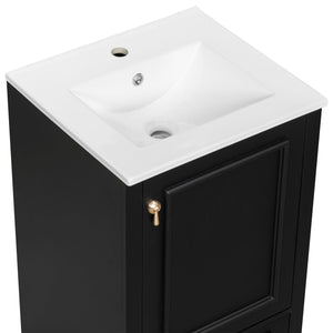 Bathroom Vanity With Sink, Soft Close Door, Adjustable U-Shaped Shelf
