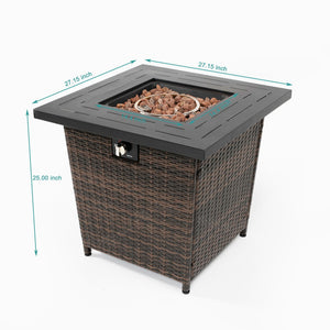 Square Fire Pit Table - Black Brown