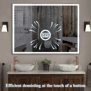 LED Bathroom Vanity Mirror Wall Mounted Adjustable / Warm / Natural Lights Anti-Fog Touch Switch With Memory Modern Smart Large Bathroom Mirrors