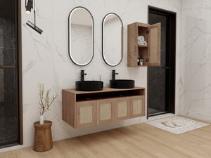 48" Bathroom Vanity with Ceramic Art Sink and Side Cabinet