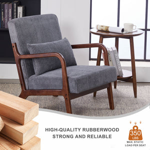 Accent Chair With Pillow And Wood Frame