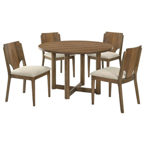 Graham - 5 Piece Round Dining Table Set - Walnut