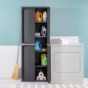 Sterilite Adjustable 4-Shelf Storage Cabinet With Doors, Gray | 01423V01 - TRAPSKI