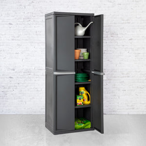 Sterilite Adjustable 4-Shelf Storage Cabinet With Doors, Gray | 01423V01 - TRAPSKI