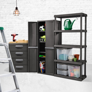 Sterilite Adjustable 4-Shelf Storage Cabinet With Doors, Gray | 01423V01 - TRAPSKI