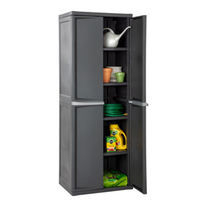 Sterilite Adjustable 4-Shelf Storage Cabinet With Doors, Gray | 01423V01 - TRAPSKI