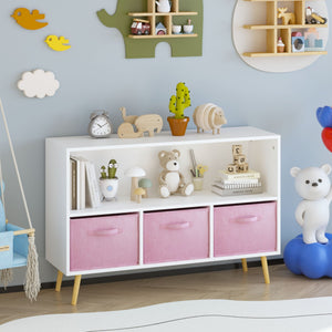 Bookcase With Collapsible Drawers, Book Display Organizer
