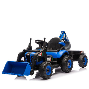 24V Kids Ride-On Electric Tractor Toy with 4-in-1 Construction Attachments