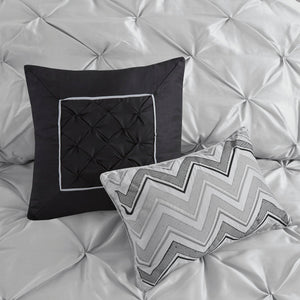 7 Piece Tufted Comforter Set Grey Full