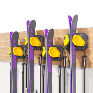 Ski & Snowboard Wall Rack for Garage Wall Fits Any Ski/board, Ski Wall Mount Holders Damage-Free Storage Rack, Garage Organization Space-Saving Winter Gear Organizer