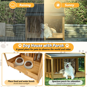 60.2' Large Outdoor Dog House with Insulated Liner for Winter Waterproof Dog Kennel