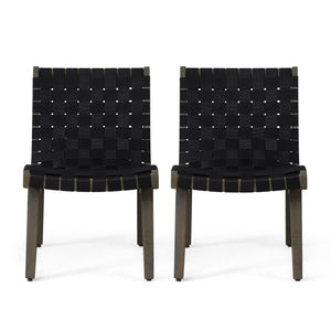 Lounge Chair With Stunning Rope Weave Design, Set of 2 - Black