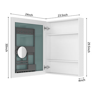 24'' W x 30'' H Surface Frameless Mirror Medicine Cabinet