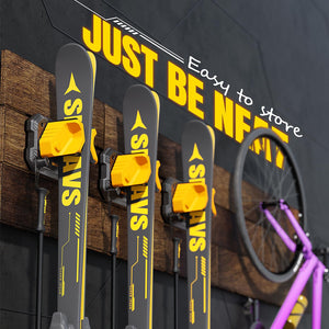 Ski & Snowboard Wall Rack for Garage Wall Fits Any Ski/board, Ski Wall Mount Holders Damage-Free Storage Rack, Garage Organization Space-Saving Winter Gear Organizer