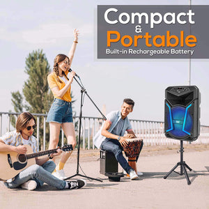 Pyle PPHP122SM Portable Bluetooth Speaker System with Flashing Party Lights