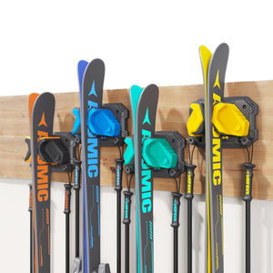 Ski & Snowboard Wall Rack for Garage Wall Fits Any Ski/board, Ski Wall Mount Holders Damage-Free Storage Rack, Garage Organization Space-Saving Winter Gear Organizer