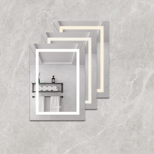 20 X 28" Bathroom Medicine Cabinet With Mirror Wall Mounted LED Bathroom Mirror Cabinet With Lights, Anti-Fog, Waterproof, Dimmable, 3000K~6000K, Single Door, Touch Swich, Storage Shelves - Silver