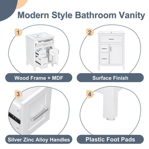 24 Inch Bathroom Vanity with Ceramic Sink