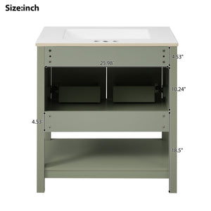 Elegant Bathroom Vanity With Ceramic Sink And Versatile Storage
