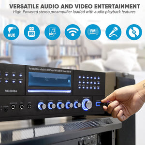 Pyle PD3000BA Home Theater Preamplifier Bluetooth Audio & Video Stereo Receiver