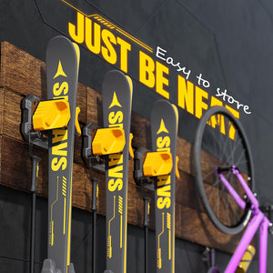 Ski & Snowboard Wall Rack for Garage Wall Fits Any Ski/board, Ski Wall Mount Holders Damage-Free Storage Rack, Garage Organization Space-Saving Winter Gear Organizer