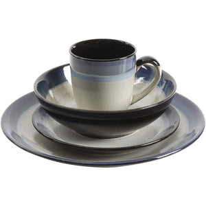 Gibson Elite Couture Band Glazed Stoneware 16 Pc Dinnerware Set, Blue (2 Pack)