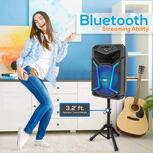 Pyle PPHP122SM Portable Bluetooth Speaker System with Flashing Party Lights