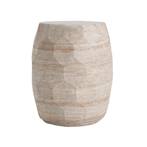 Travertine Lightweight Concrete Side Table For Indoor / Outdoor Use - Beige