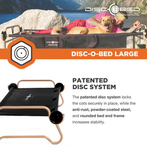 Disc-O-Bed Large Cam-O-Bunk Benchable Double Cot with Storage Organizers, Black