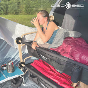 Disc-O-Bed Large Cam-O-Bunk Benchable Double Cot with Storage Organizers, Black