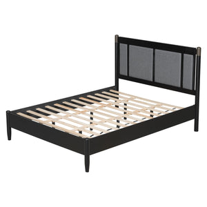 Solid Wood Queen Bed, Heavy Duty 500 lbs Support, No Box Spring Needed