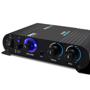 Pyle 90 Watt 8 Ohm Bluetooth Mini Blue Compact Home Studio Class T Amplifier