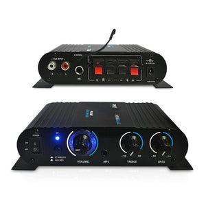 Pyle 90 Watt 8 Ohm Bluetooth Mini Blue Compact Home Studio Class T Amplifier