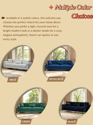FX-P11-BK 87.4 Inch Modern Sofa Couch for Living Room, 3 Seater Upholstered Sofa with Pillows