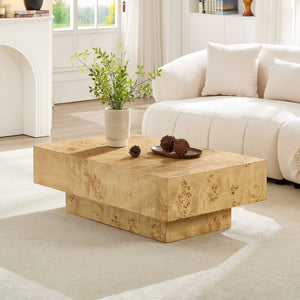 43.31 Inch Burl Wood Veneer Coffee Table
