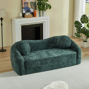 86-Inch Curved Convertible Sofa Recliner