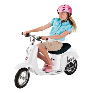 Razor Pocket Mod Miniature Euro 24V Electric Kids Ride On Retro Scooter, White - TRAPSKI