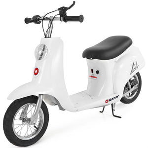 Razor Pocket Mod Miniature Euro 24V Electric Kids Ride On Retro Scooter, White - TRAPSKI