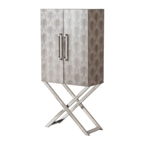 Cabinet - Silver - Faux Leather