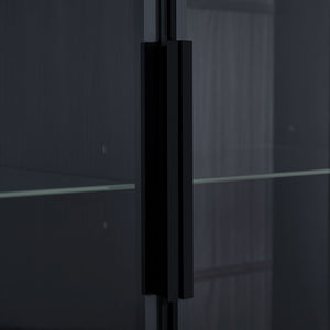 Modern Minimalist Style LED Curio Cabinet With Tempered Glass Door, Metal Legs