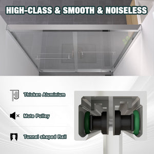 56-60"x74" Aluminum Frame Double Sliding Shower Door